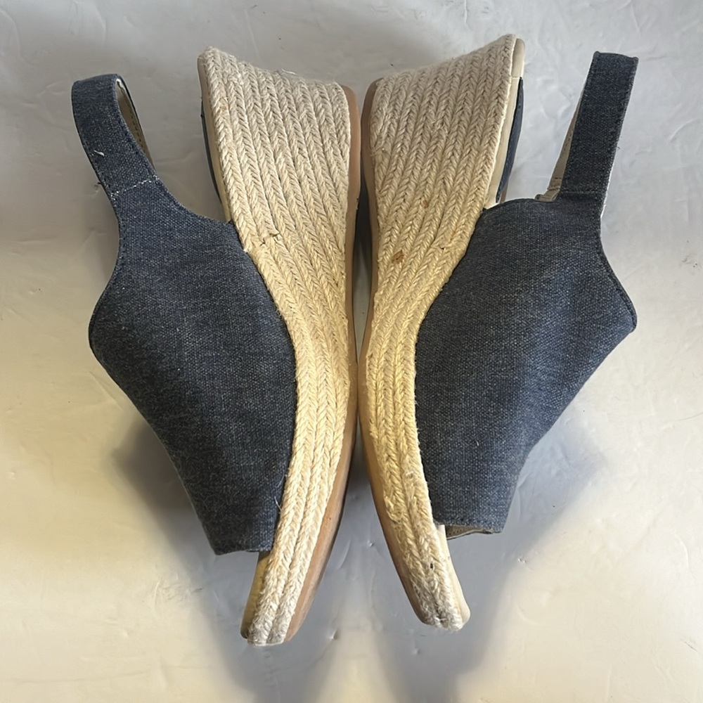 B.O.C. open toe denim wedge sling back sandals - Picture 3 of 10